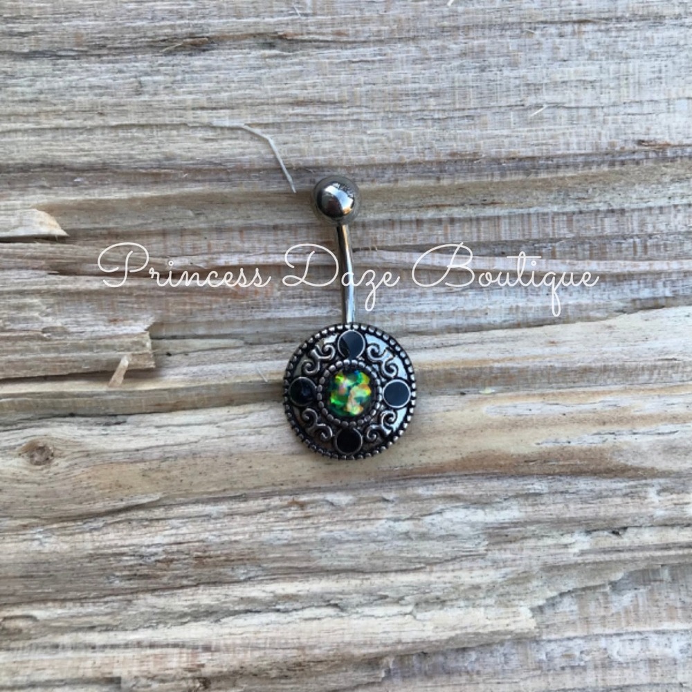Green Opal Tribal‎ Belly Button Ring